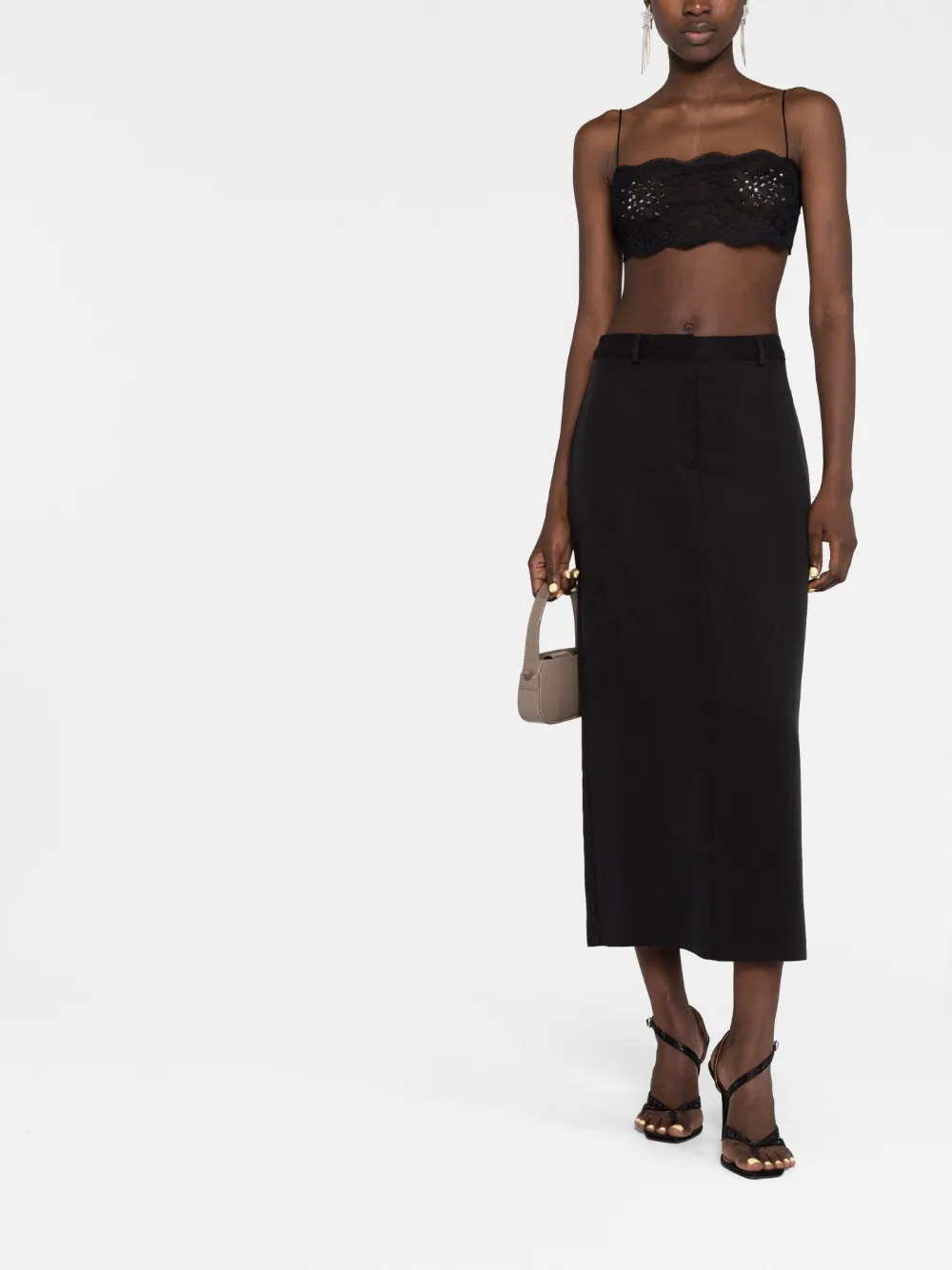 Alessandra Rich Bralette met gewelfd kant - Zwart