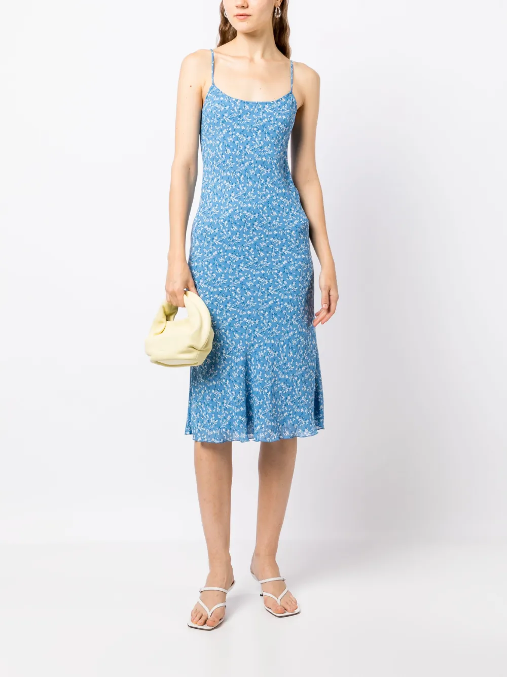 Reformation Jurk met bloemenprint - Blauw