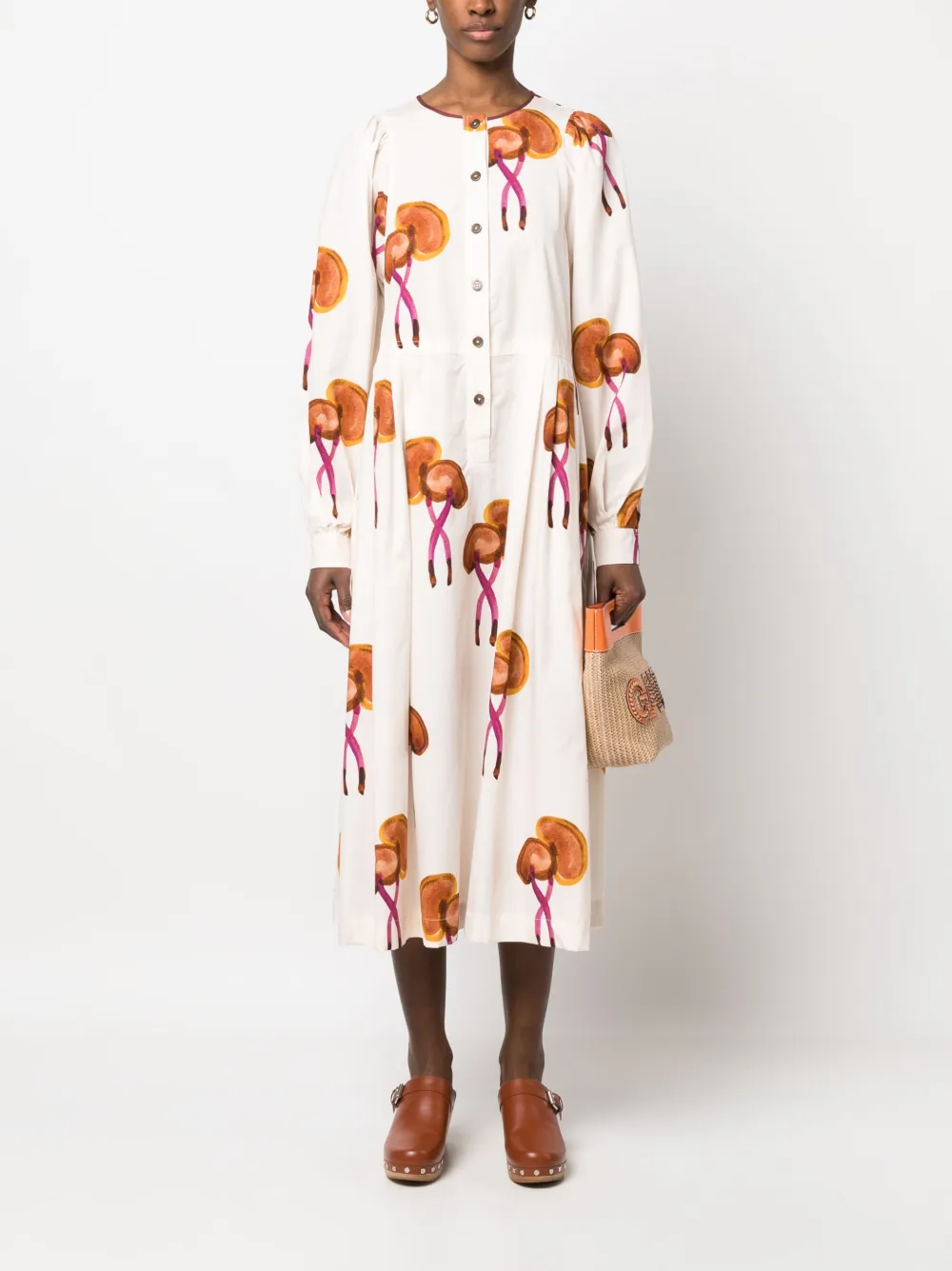 Odeeh Midi-jurk met grafische print - Beige