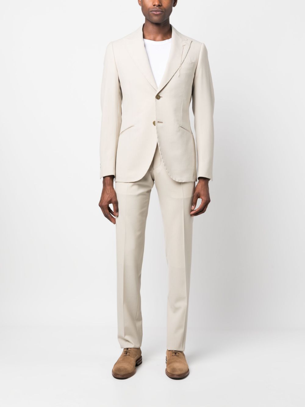 Shop Maurizio Miri Single-breasted Wool Suit In Neutrals