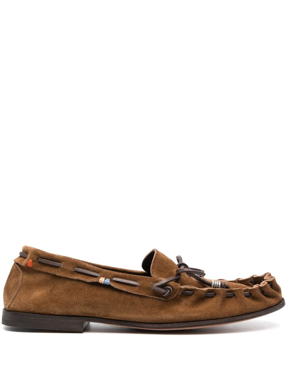 Henderson Baracco Lace-up-detail Suede Loafers In Braun