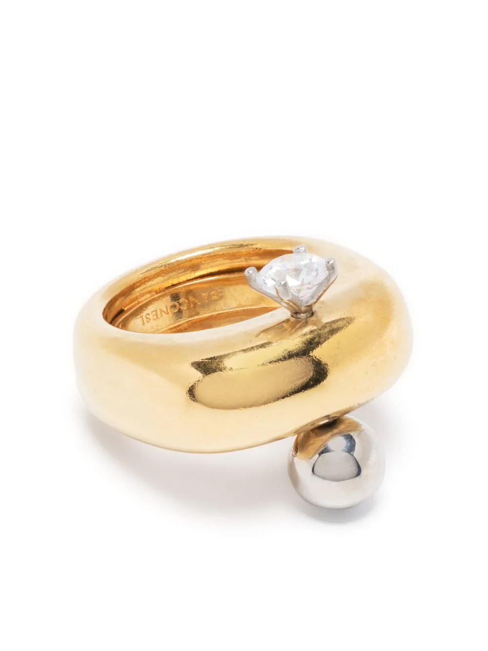 Panconesi Crystal-embellishment Polished-finish Ring In Gold