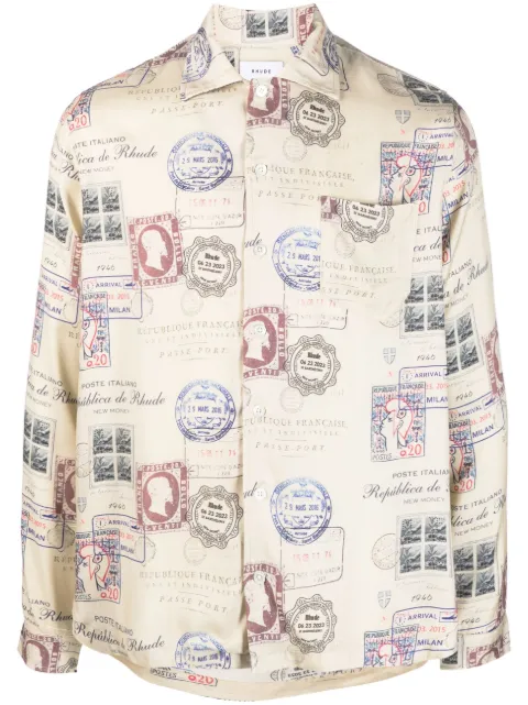 RHUDE passport stamp print shirt 