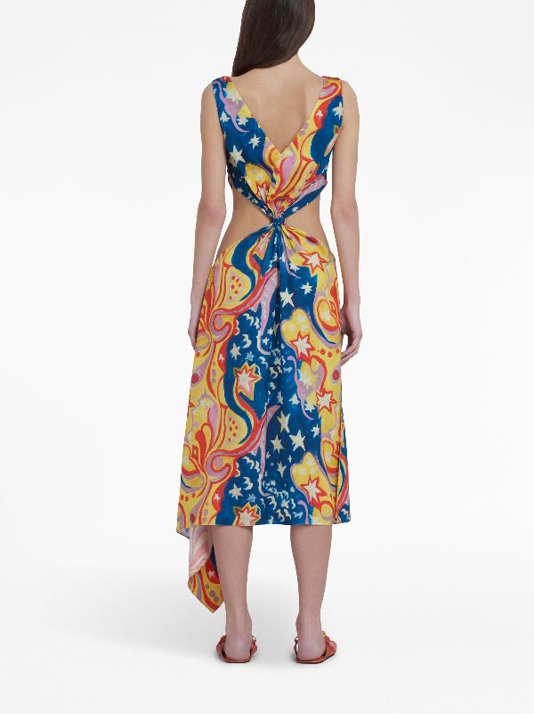 Celleni star cheap print midi dress