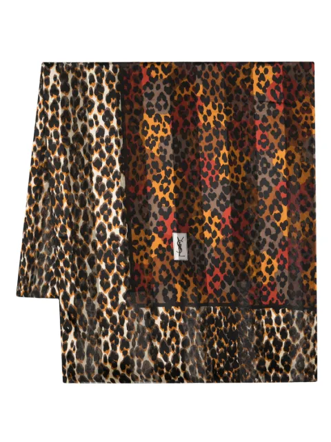Saint Laurent Pre-Owned foulard en soie à imprimé léopard (années 1980)