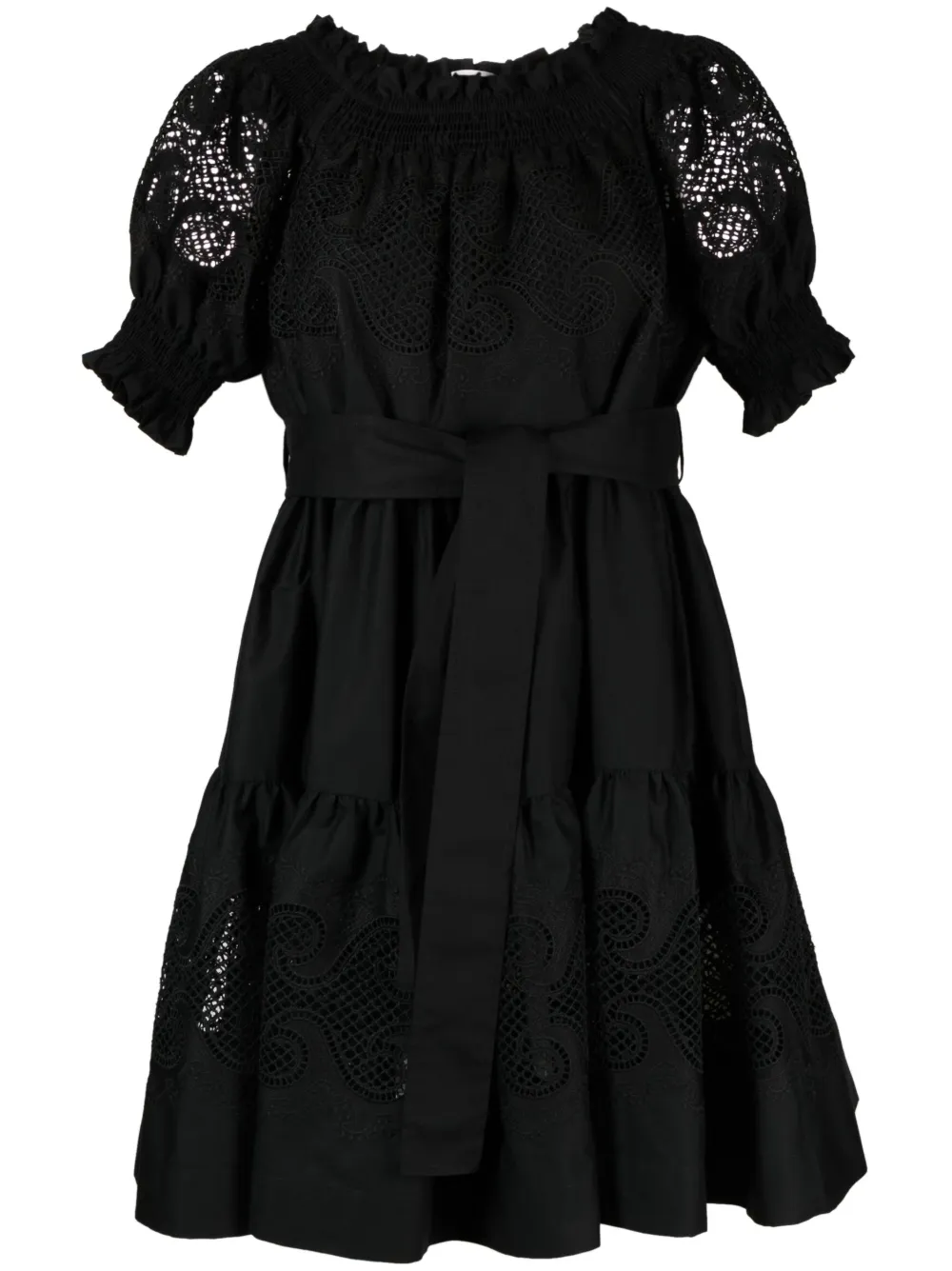 P.A.R.O.S.H. off-shoulder ruffled mini dress – Black