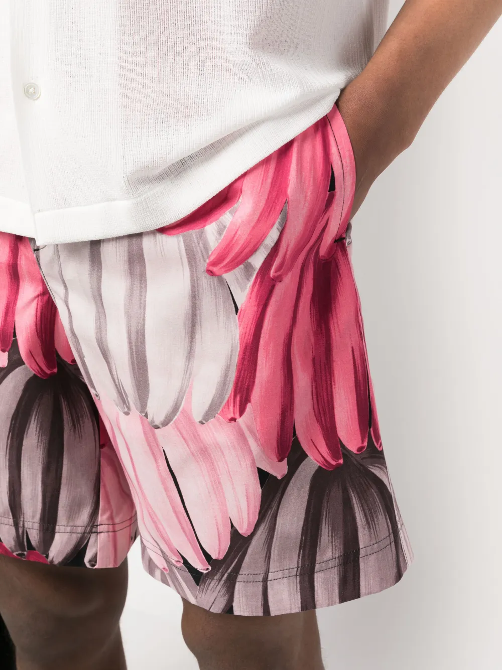 Msgm Banana-print Track Shorts In Rosa