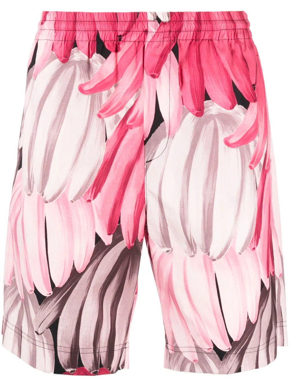 Msgm Banana-print Track Shorts In Rosa