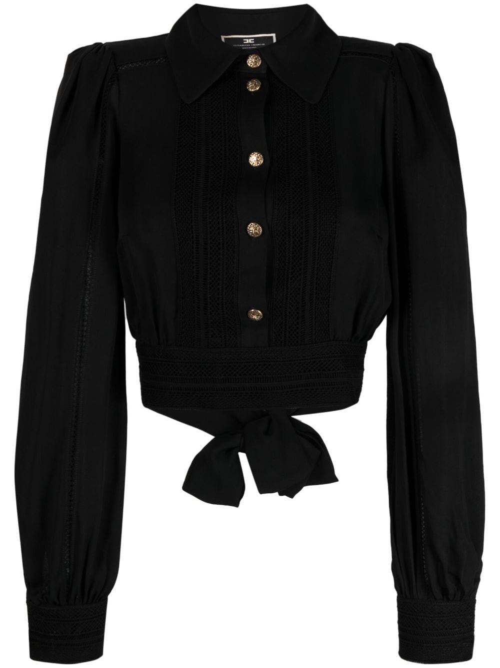 Elisabetta Franchi Cut-out-detailing Cropped Shirt In Black