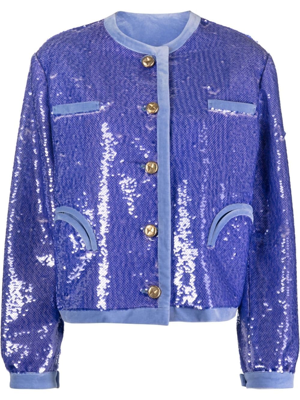 Shop Blazé Milano Sequin-embellished Jacket In Purple