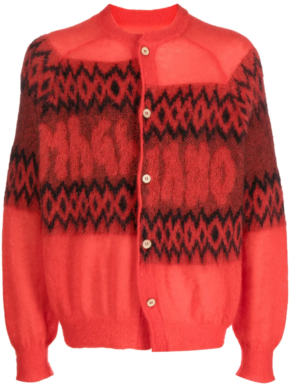 Magliano Intarsia Knit Mohair Blend Cardigan Farfetch