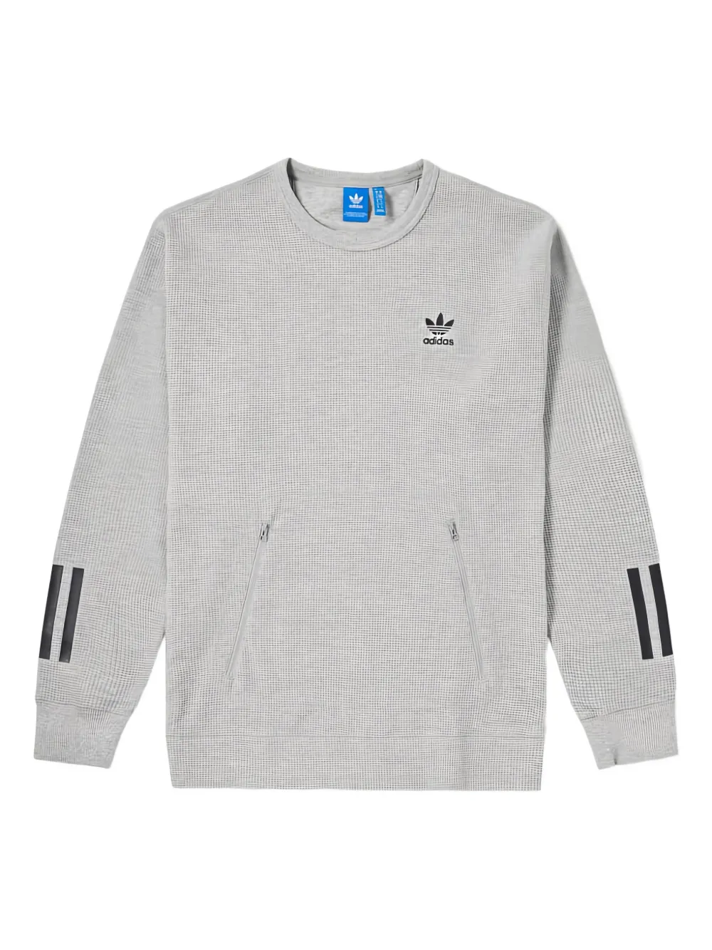 adidas three-stripe waffle-knit sweater Grijs
