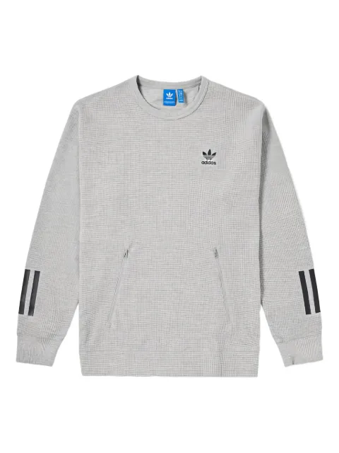 adidas three-stripe waffle-knit sweater
