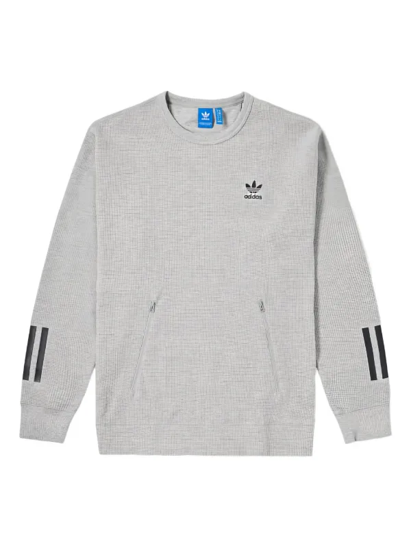 Adidas three-stripe waffle-knit Sweater Grey FARFETCH IE