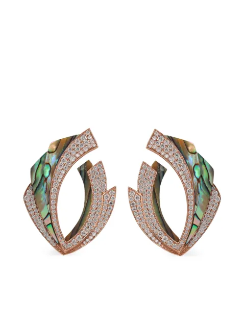 Ananya 18kt rose gold Mogra Blossom abalone and diamond earrings