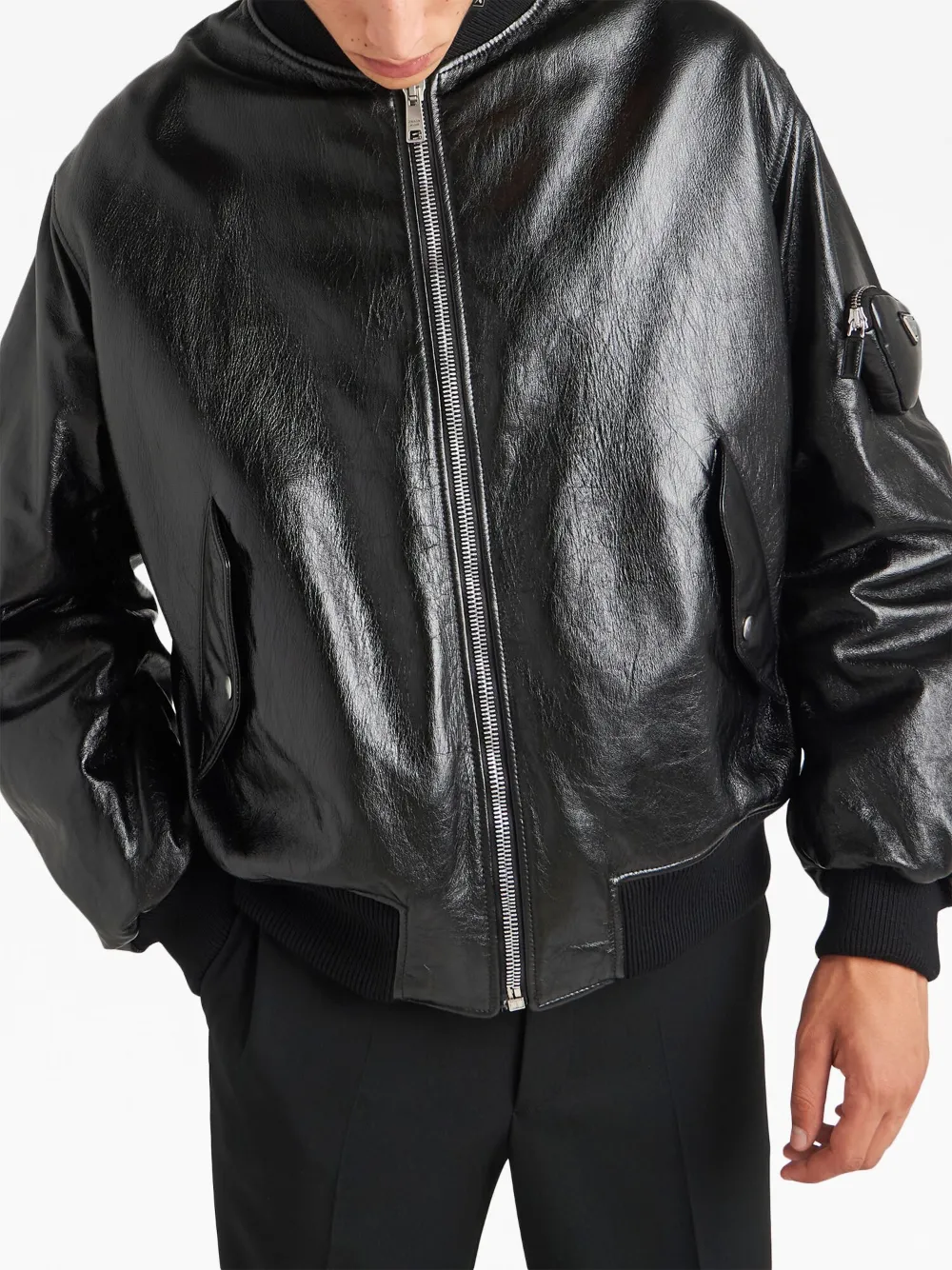 PRADA 21AW Nappa Leather Bomber Jacket UPW399