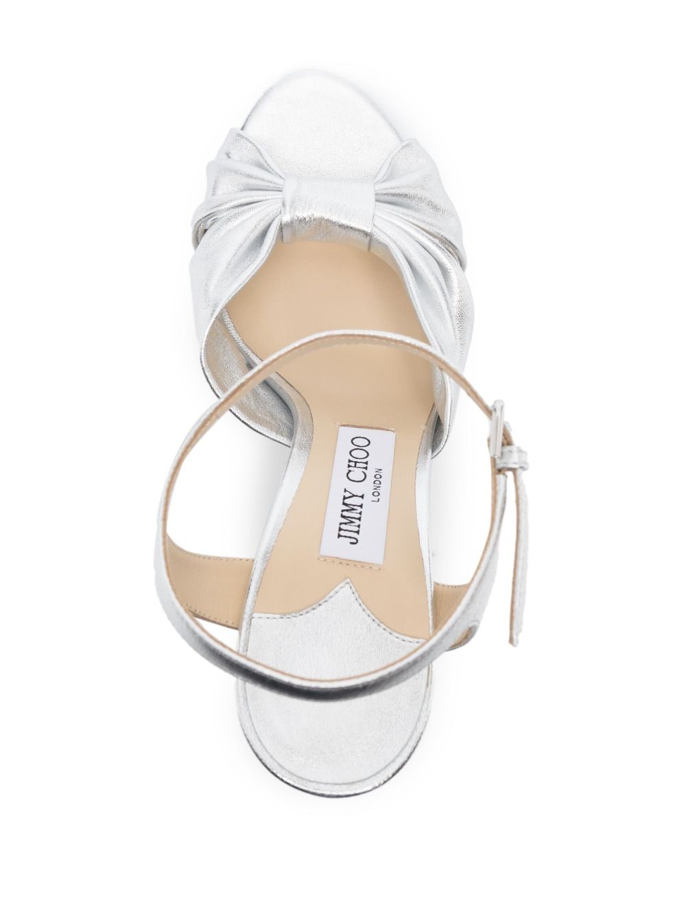 Shop Jimmy Choo Knot-detail Platform Sandals In Silver