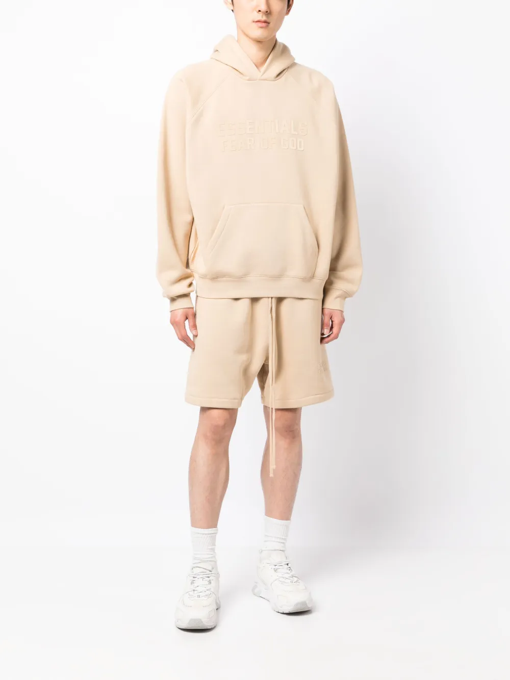 Essentials Drawstring Cotton Track Shorts In Neutrals