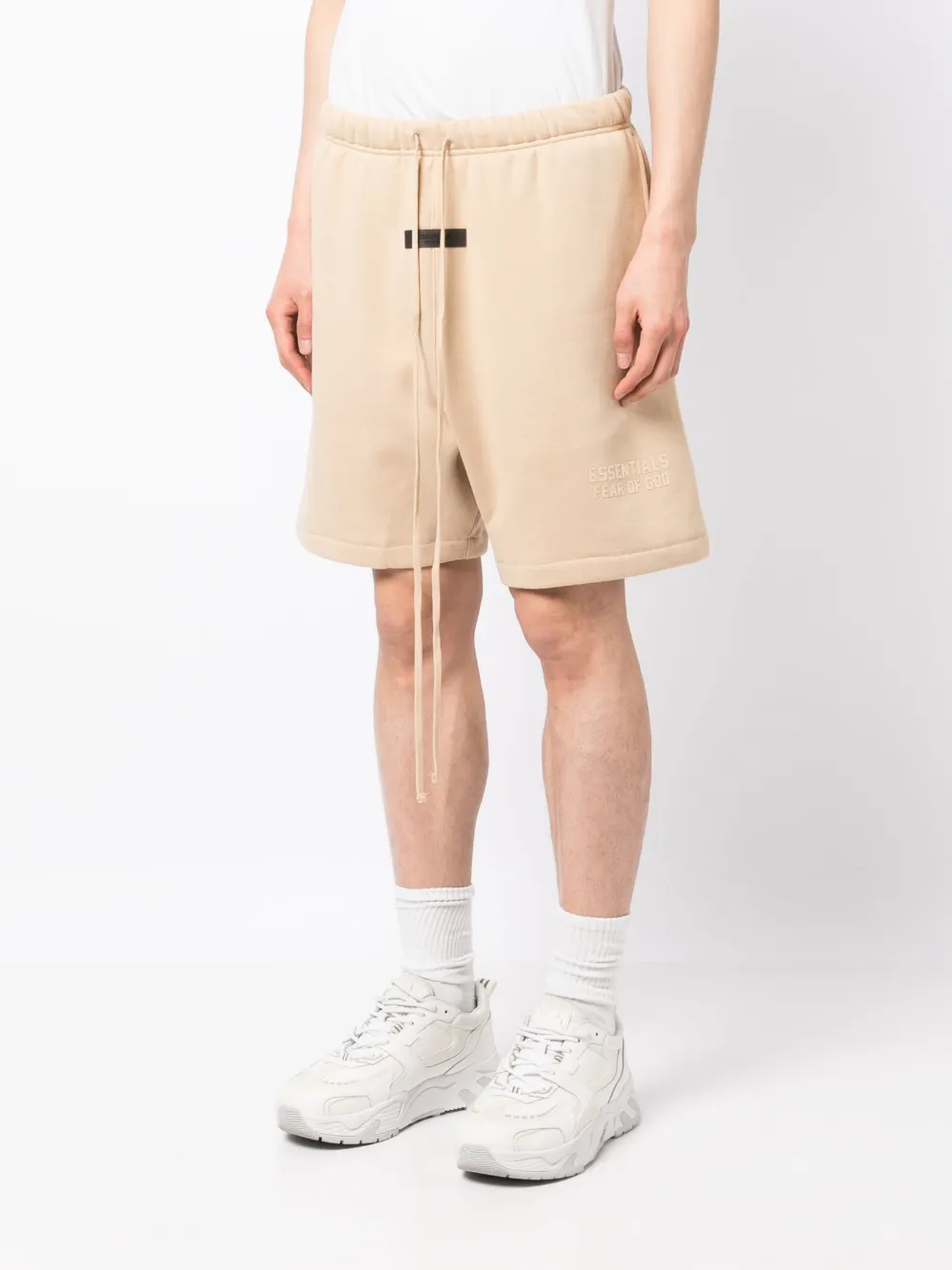 Essentials Drawstring Cotton Track Shorts In Neutrals