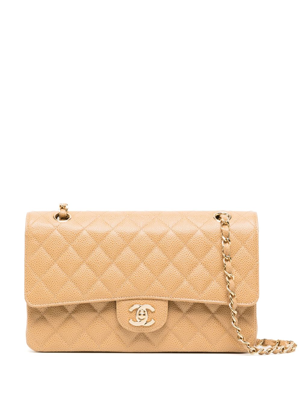 Pre-owned Chanel 2002 Medium Double Flap Shoulder Bag In Neutrals