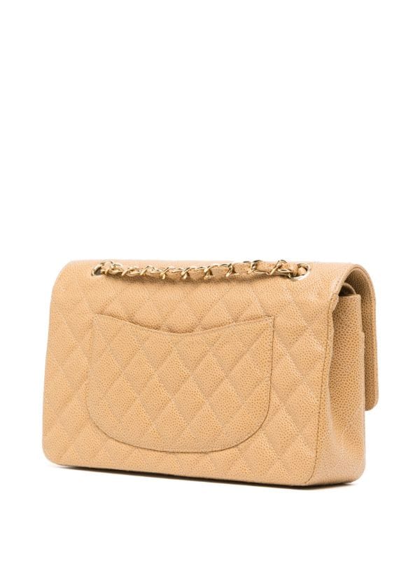 Chanel Beige Quilted Caviar Maxi Square Flap Gold Hardware, 1996 (Very Good), Womens Handbag