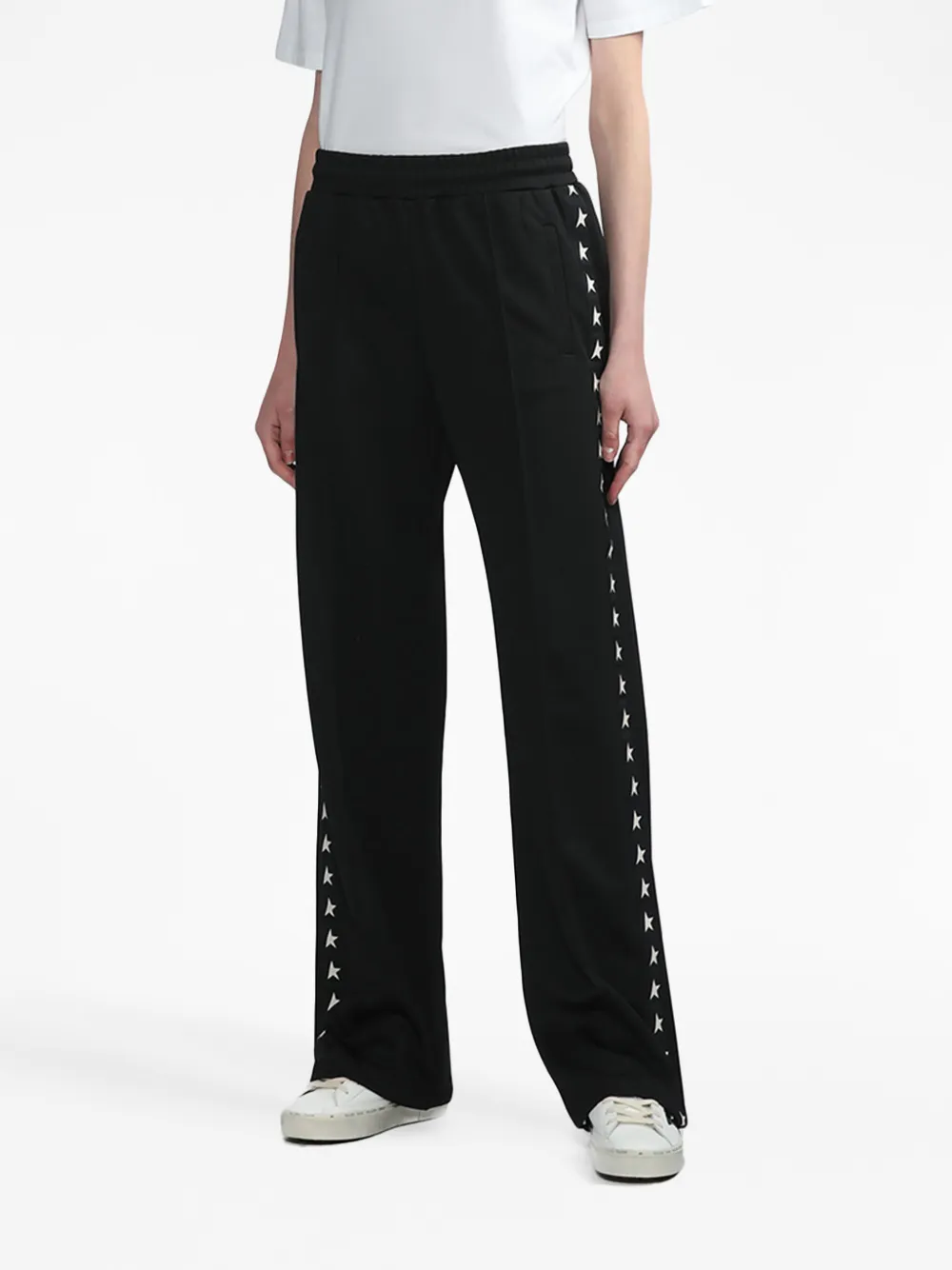 black sweatpants with white stripe