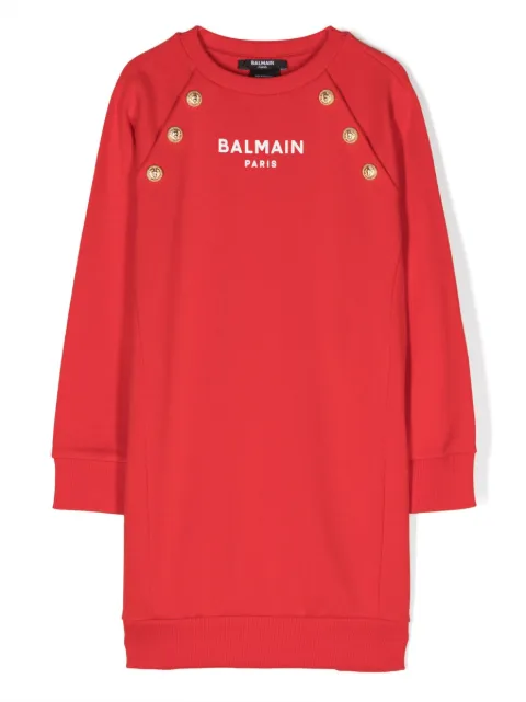 Balmain Kids vestido estilo sudadera con detalle de botones