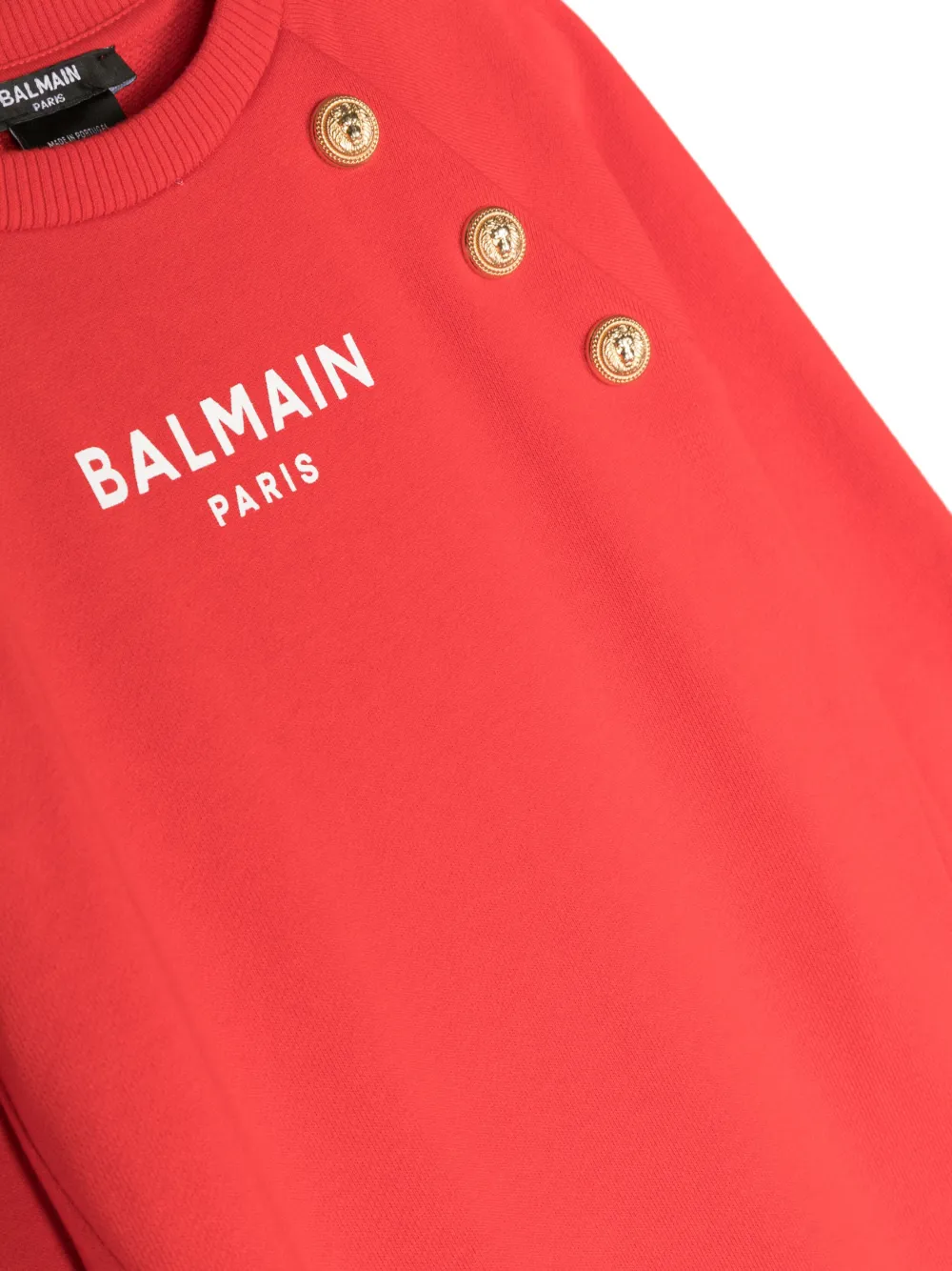 Balmain Button-embellished Sweatshirt Dress In Red