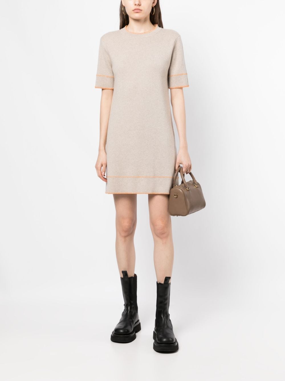 Lisa Yang Mini-jurk met stiksel - Beige