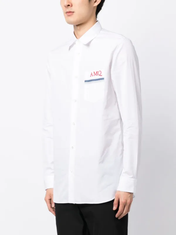 Alexander McQueen Embroidered Monogram Logo Shirt | White