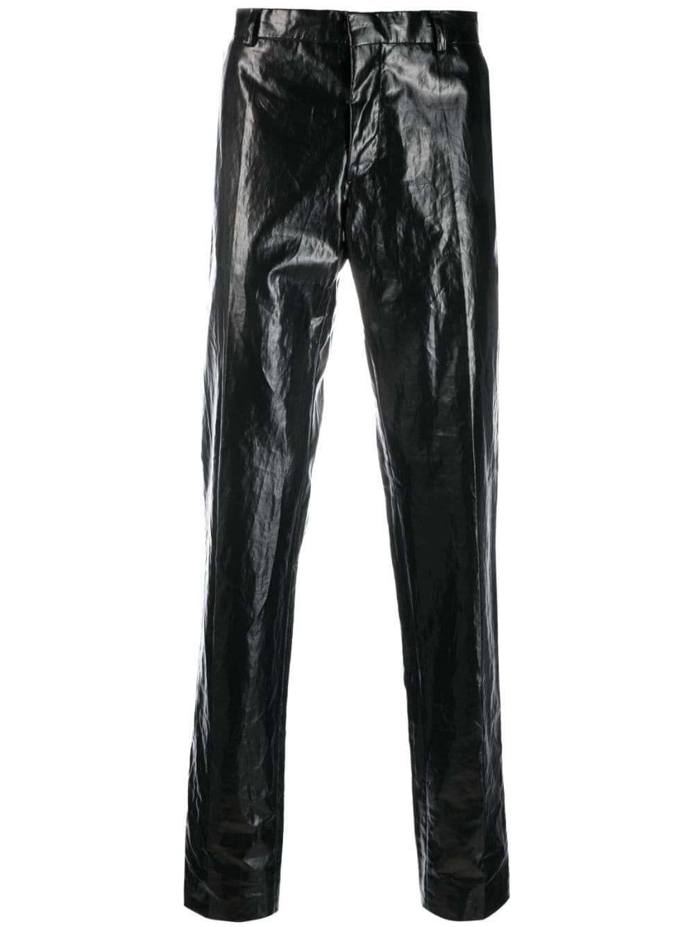 Walter Van Beirendonck Sharp vinyl-finish straight-leg trousers - Black