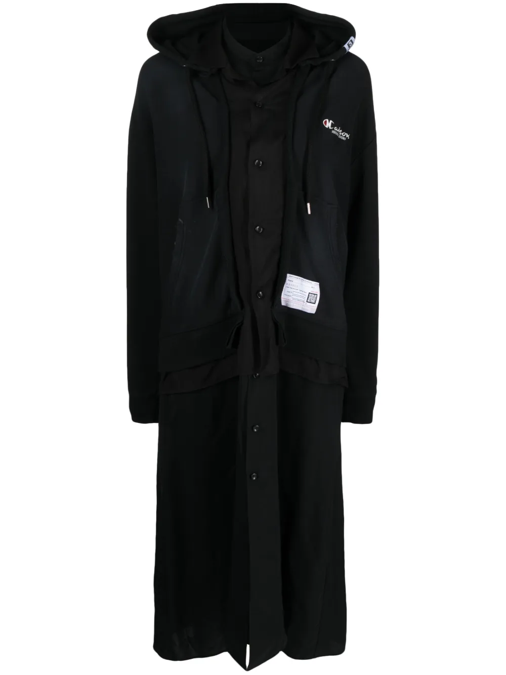 Miharayasuhiro Layered-design Hooded Dress In Black
