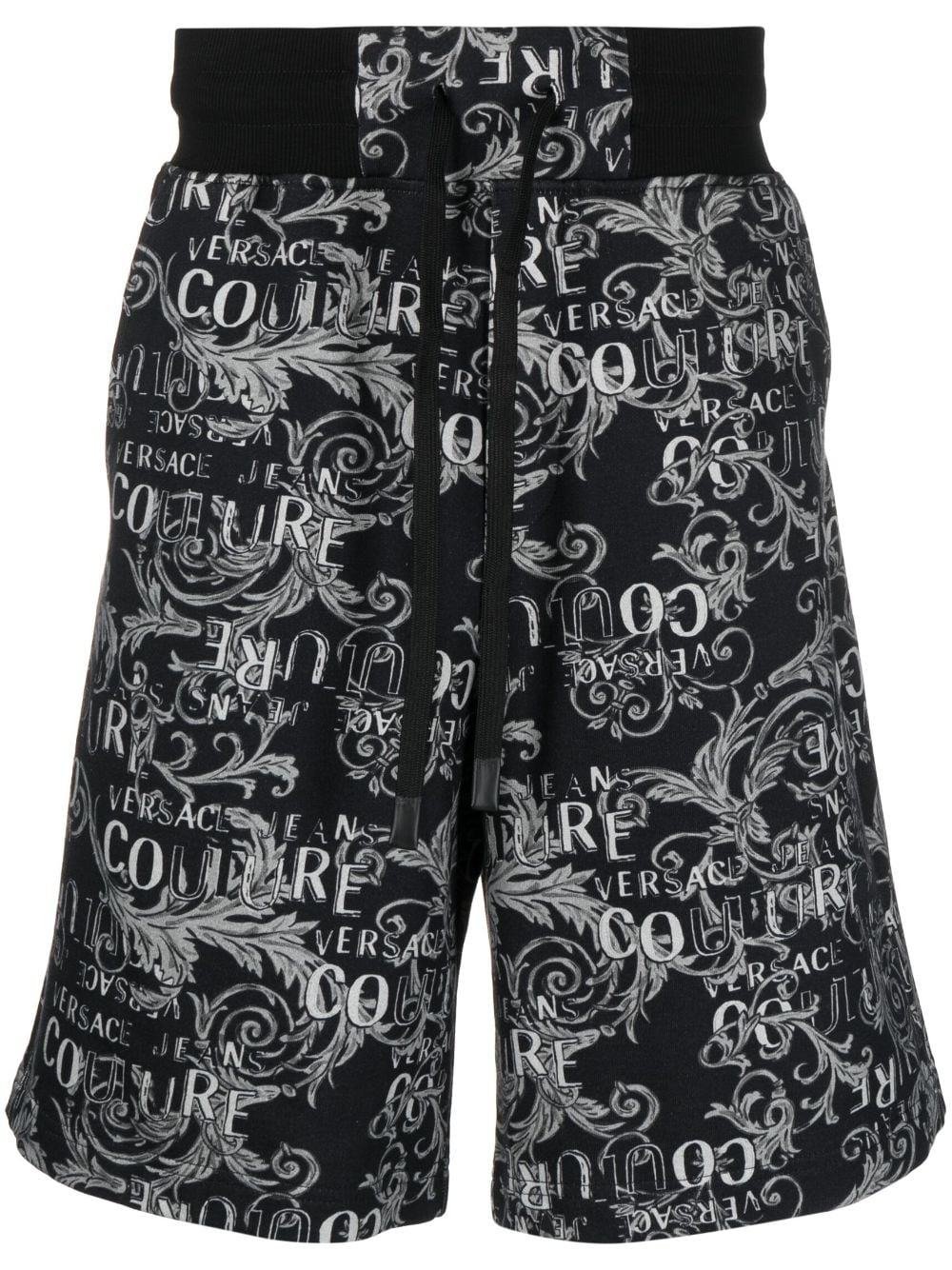 Versace Jeans Couture Logo-print Bermuda Shorts In Black