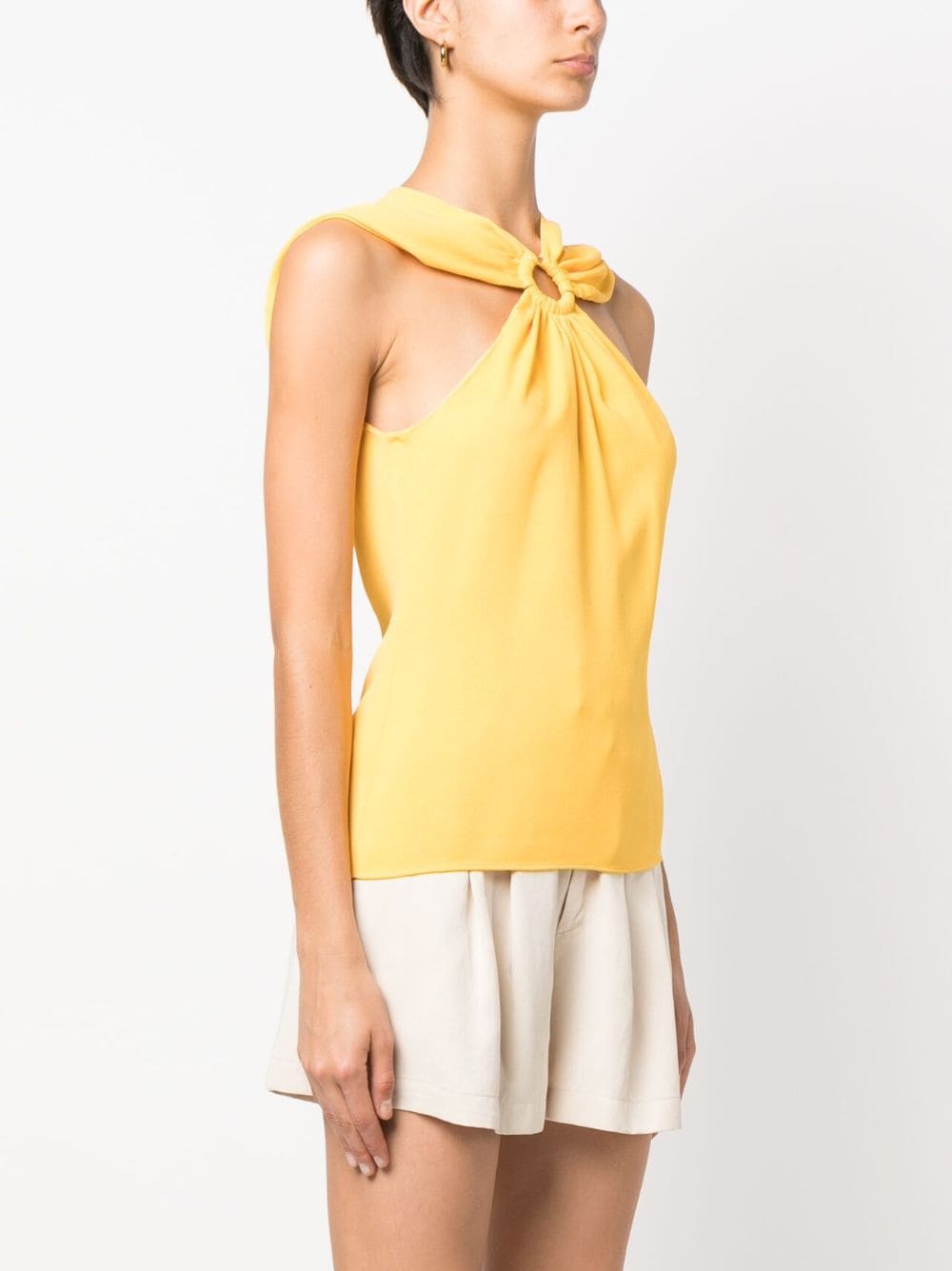 Shop Stella Mccartney Ring-hardware Cold-shoulder Top In Yellow