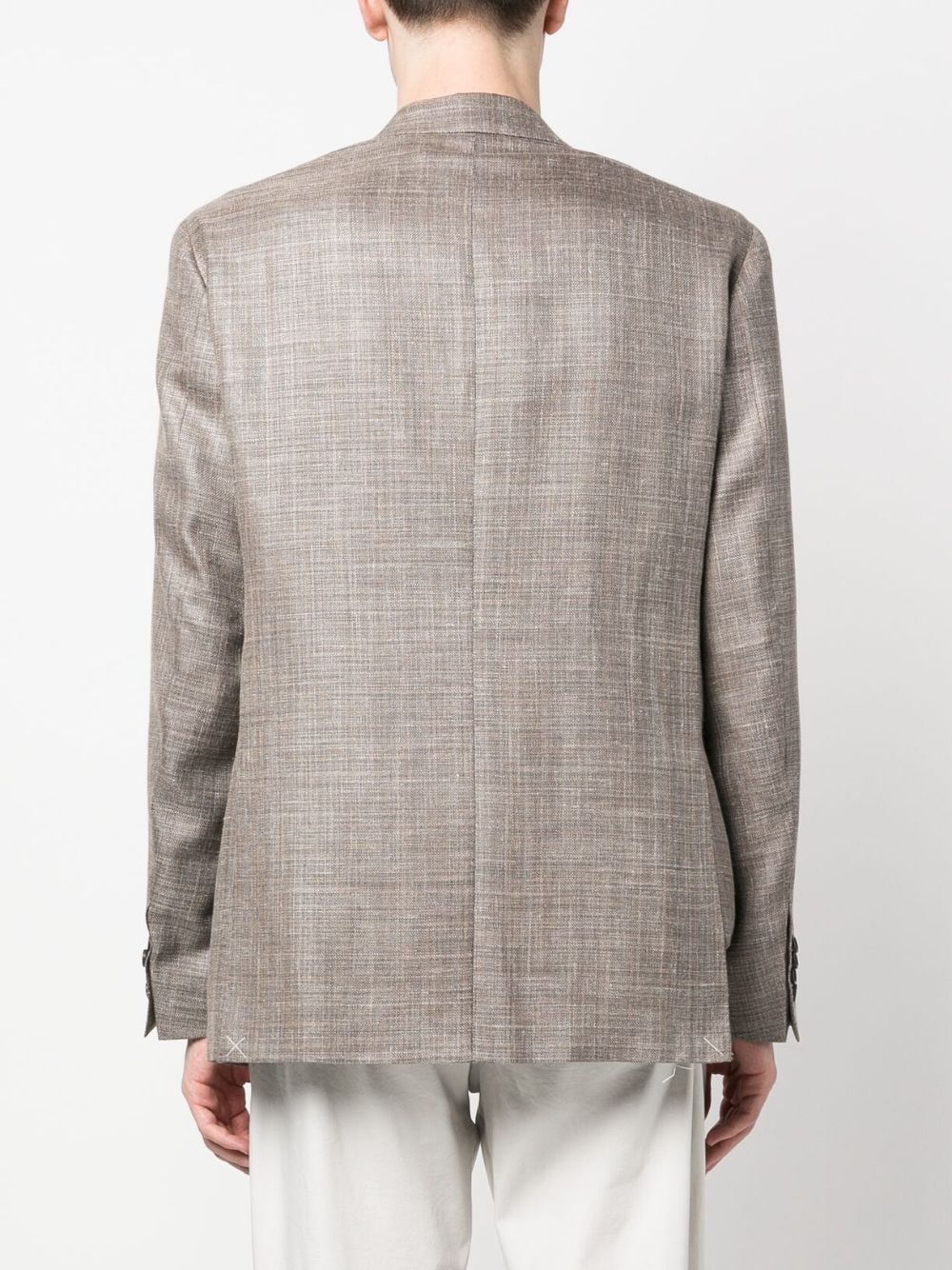 Shop Canali Single-breasted Wool-linen Blazer In Neutrals