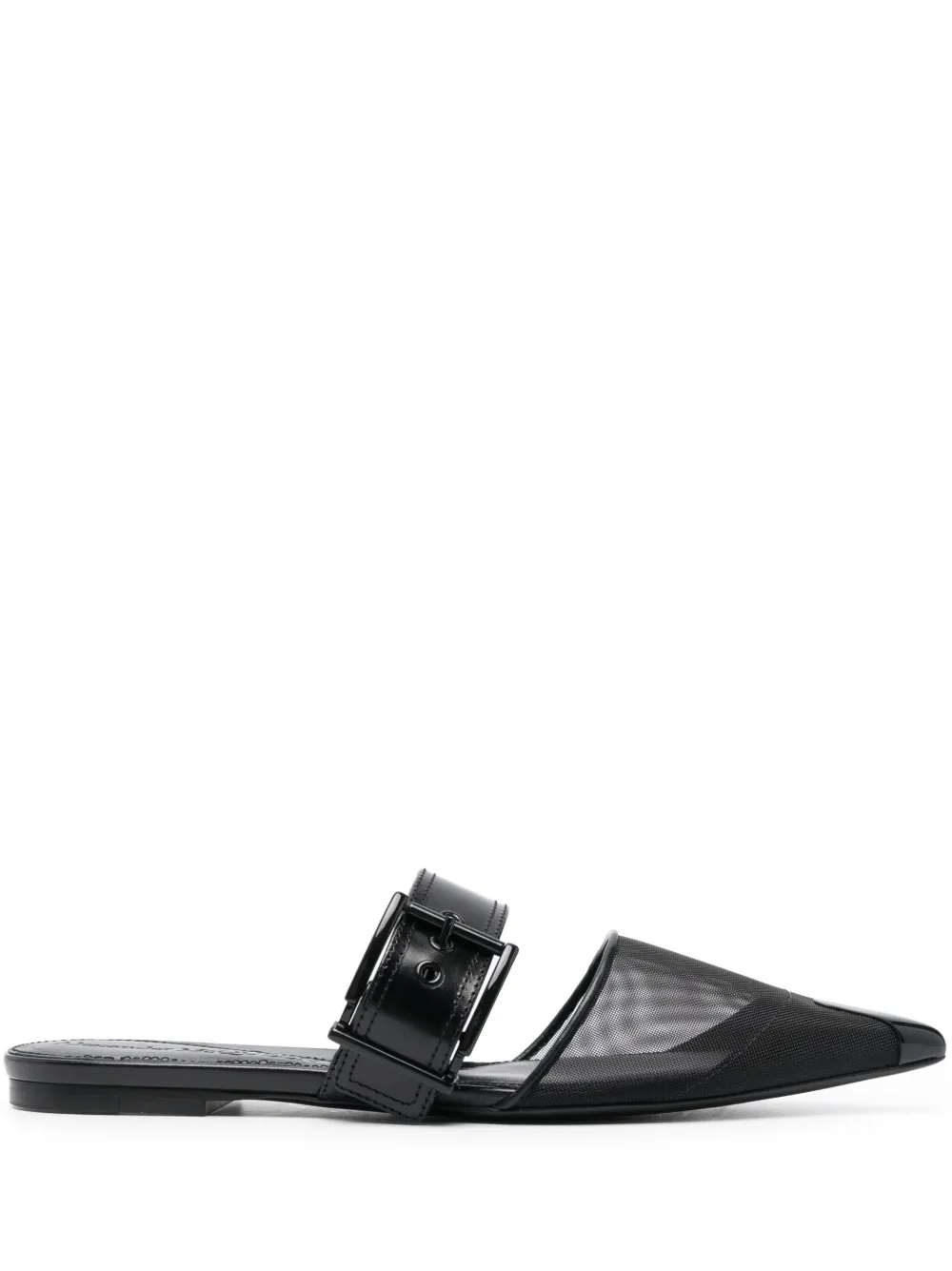 Shop Alexander Mcqueen Punk Point-toe Flat Mules In Black