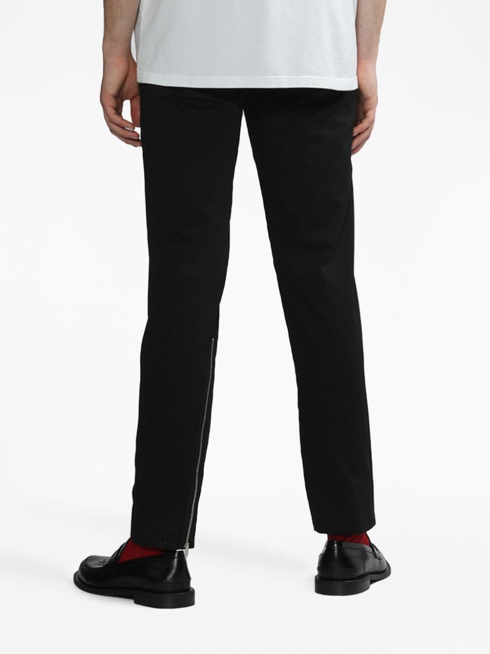 Shop Undercover Zip-detail Straight-leg Trousers In Black