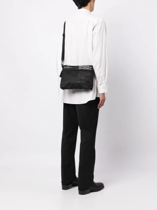 Yohji Yamamoto slogan-print Mesh Shoulder Bag - Farfetch