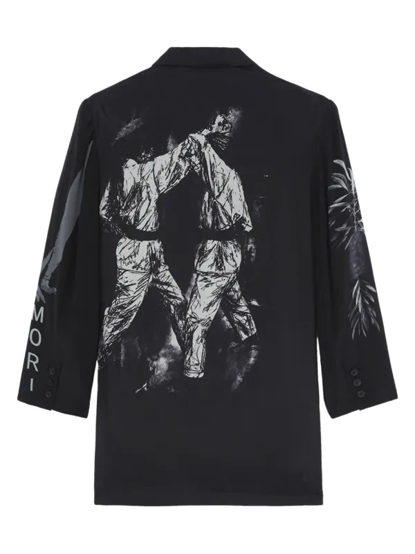 Yohji Yamamoto graphic-print button-up Silk Blazer - Farfetch