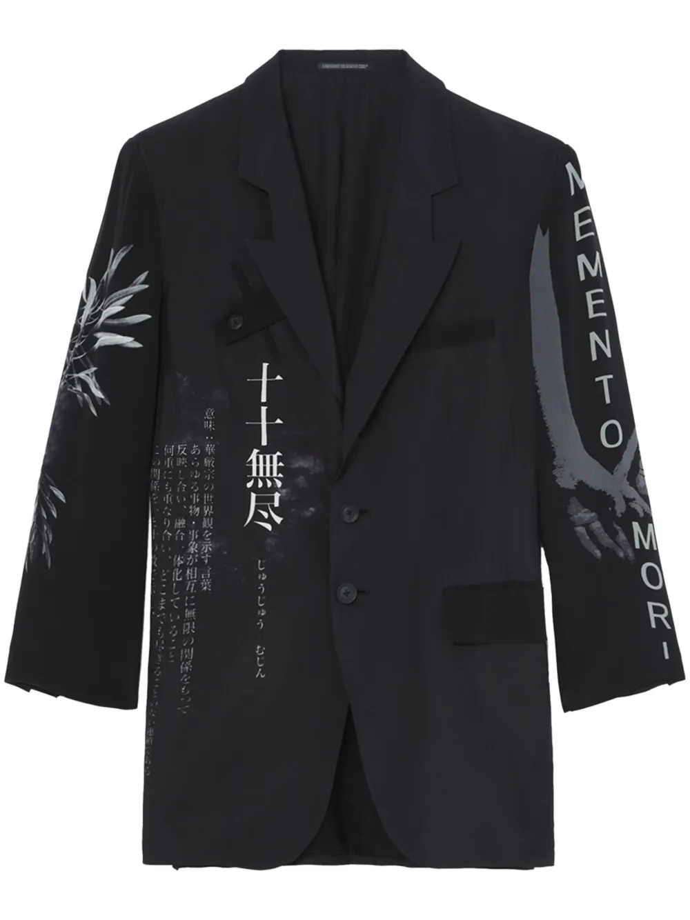 Yohji Yamamoto graphic-print button-up silk blazer – Black