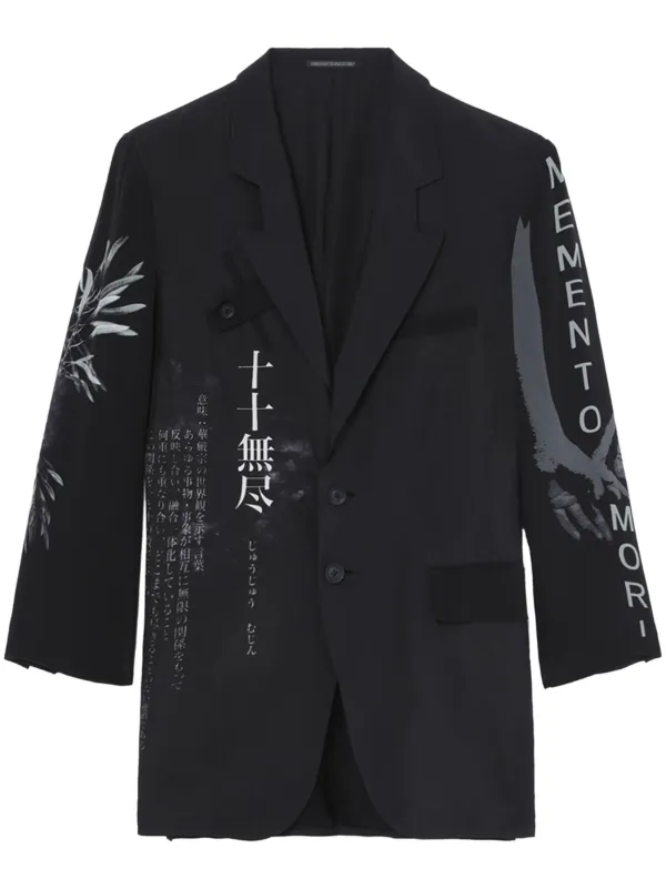 Yohji Yamamoto graphic-print button-up Silk Blazer - Farfetch