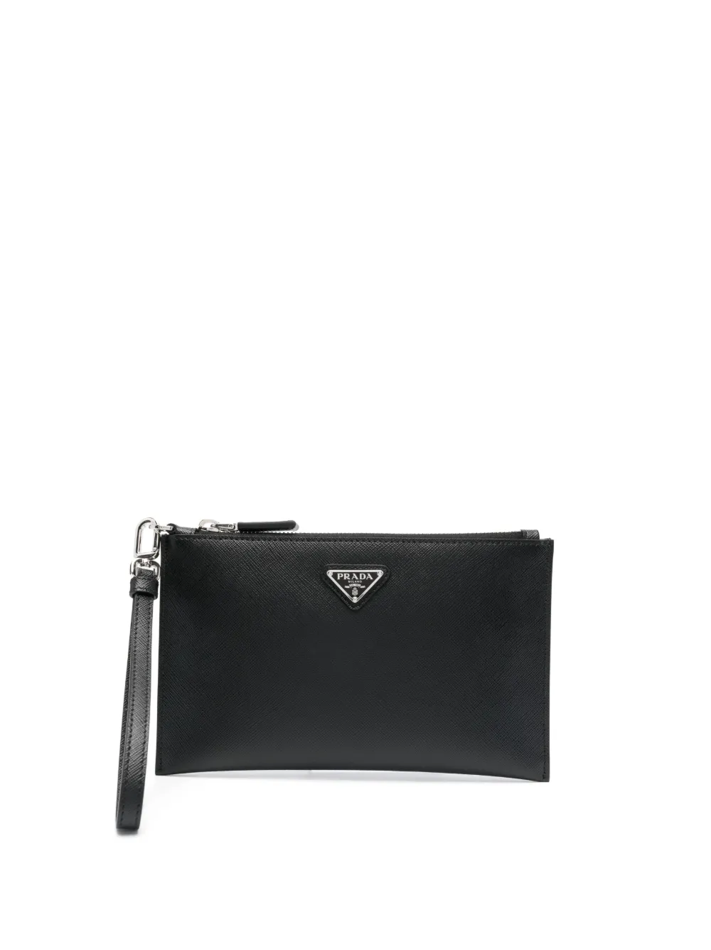 Prada logo 2024 plaque clutch bag