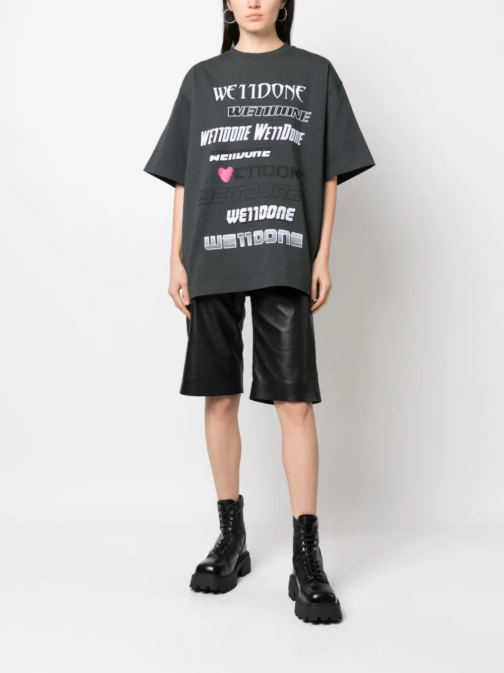  We11done Logo-print Cotton T-shirt - Grey 