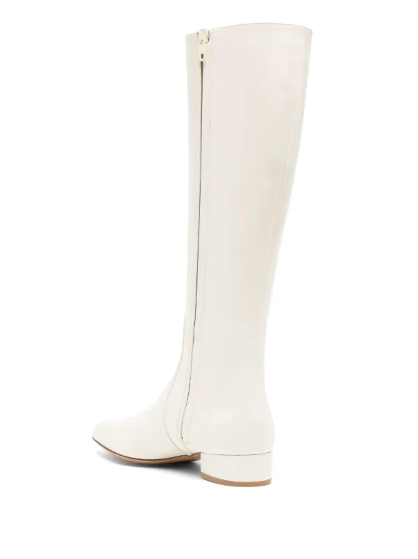 Zara white knee outlet high boots