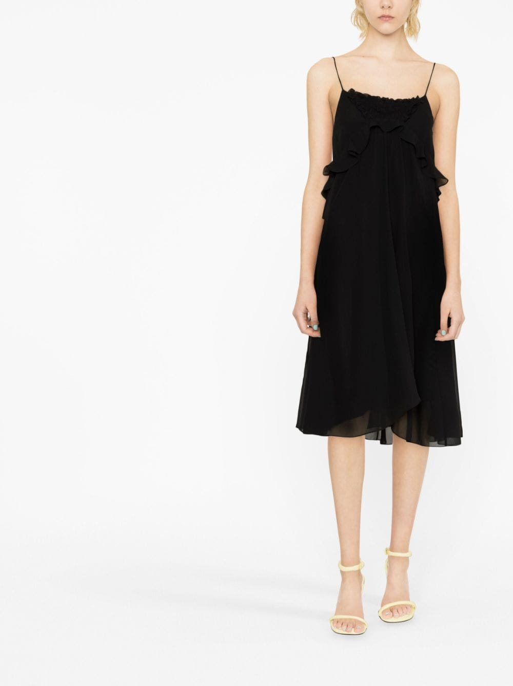 Shop Isabel Marant Ruffle-trim Silk Dress In Black