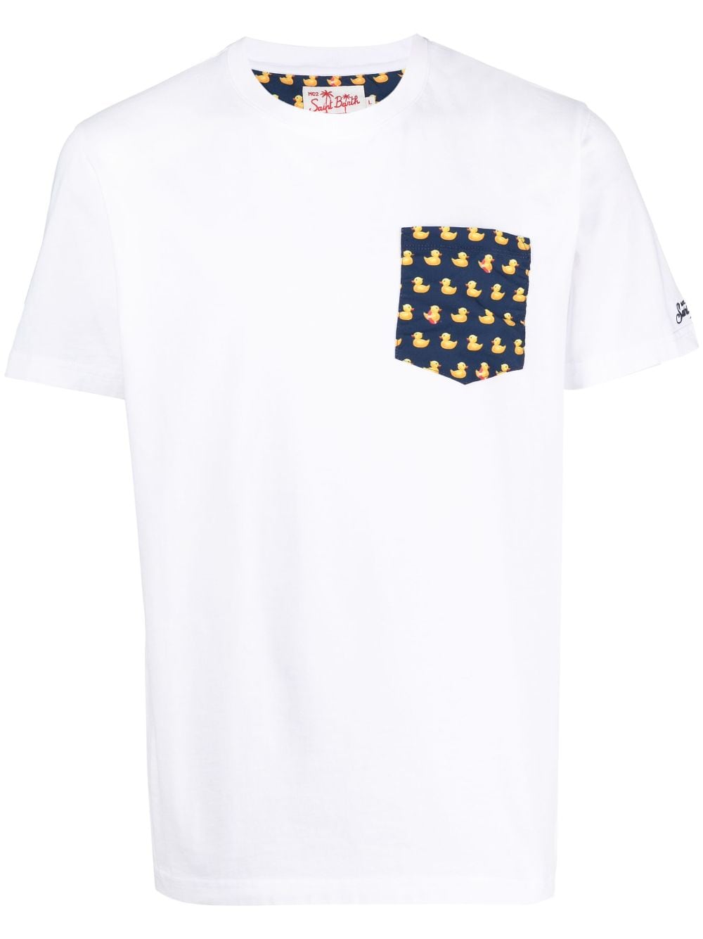 Shop Mc2 Saint Barth Duck-print Pocket T-shirt In White