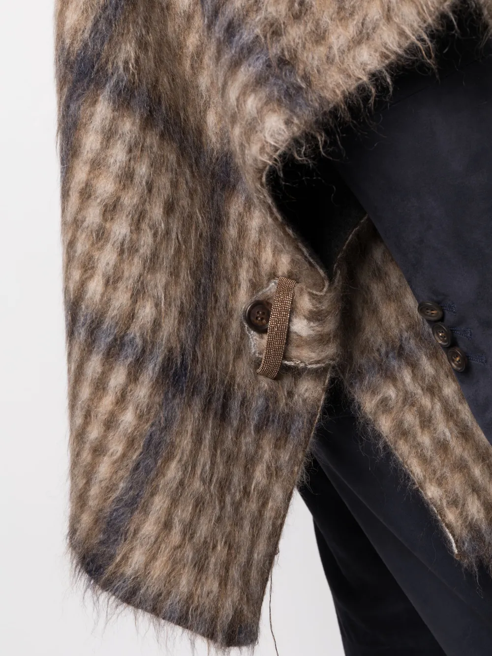 Brunello Cucinelli Checked Textured Poncho In Nude