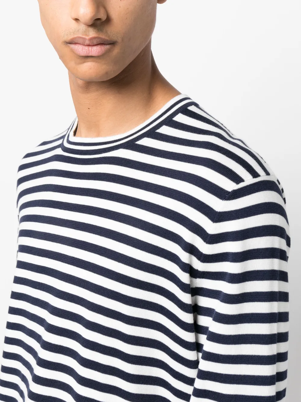 Brunello Cucinelli Striped Long-sleeved T-shirt In Blue