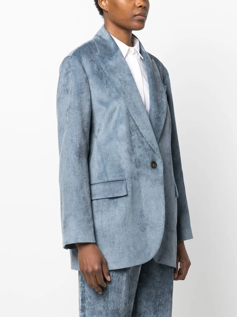 Brunello Cucinelli Woven Jacket Wool In Blue