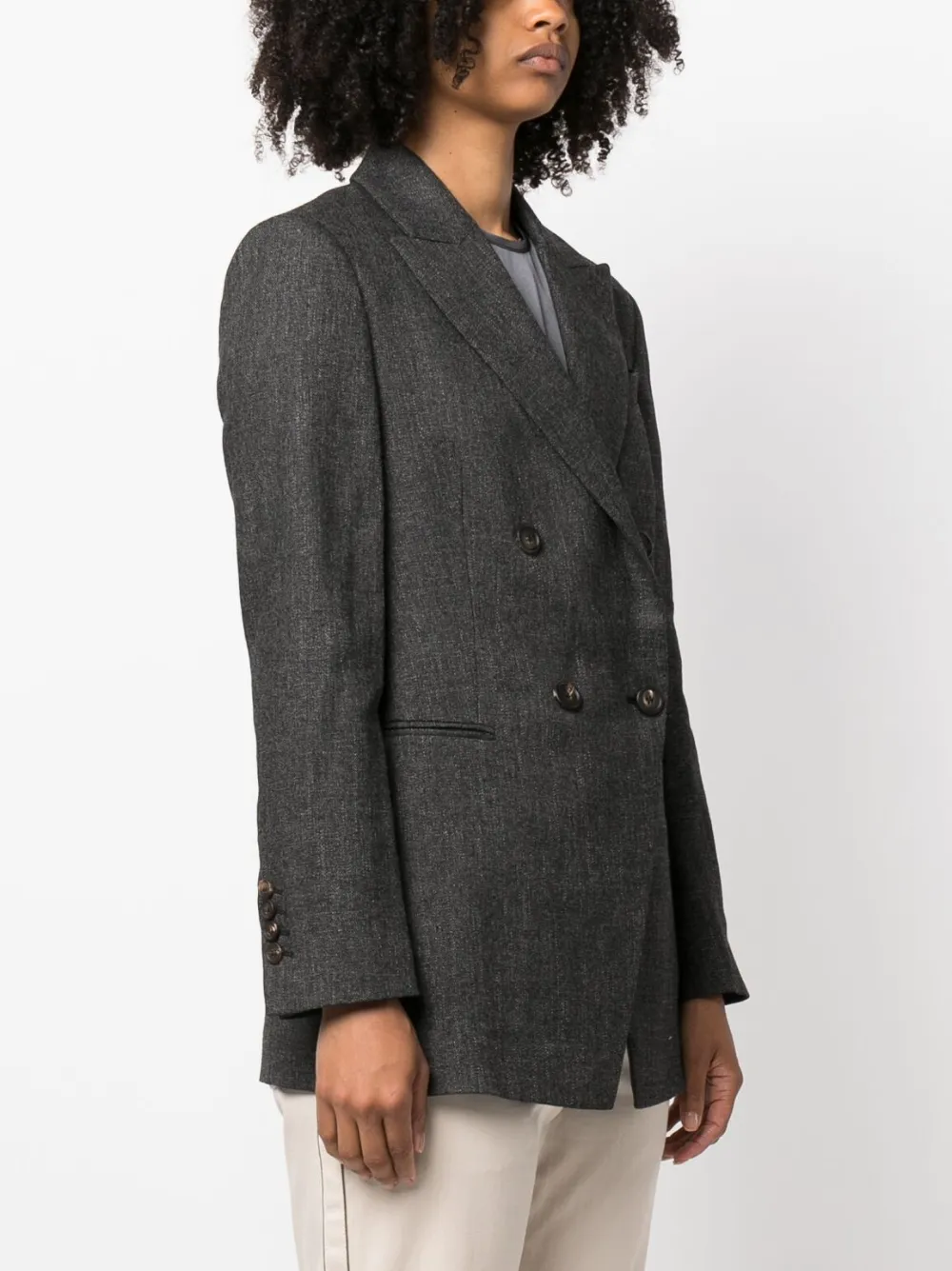 Brunello Cucinelli Double-breasted Coat In Grey
